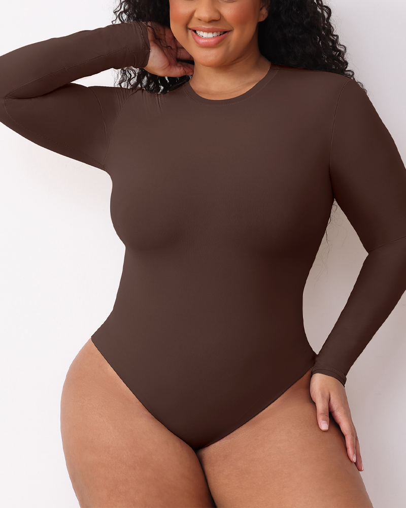 Double-Layered High-Elastic Body-Shaping Long-Sleeved Bodysuit