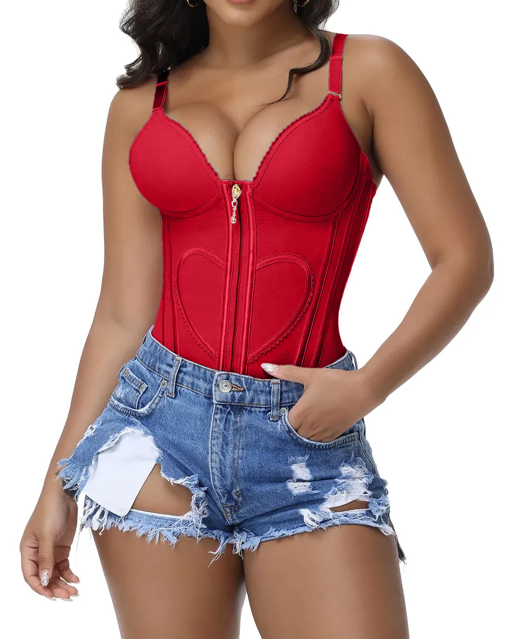 Women's Waist-cinching Black Tummy-control Bustier Tank Tops