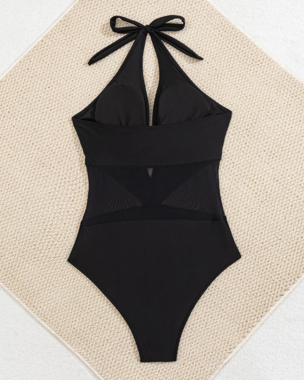 Mesh Stitching Halterneck Bikini-Curvy-Faja
