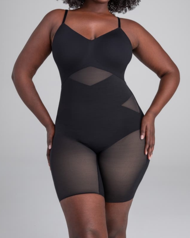 Low Back Mid Thigh Bodysuit-Curvy-Faja