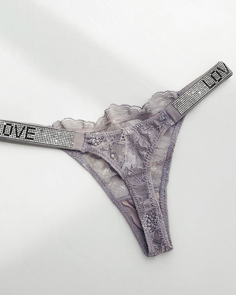 Rhinestone Sexy Lace Thong