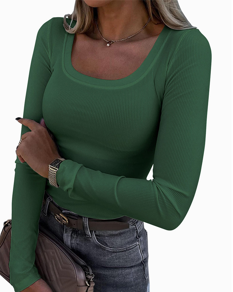 Slim Fit Long Sleeves With Ribbed Stripes-Curvy-Faja