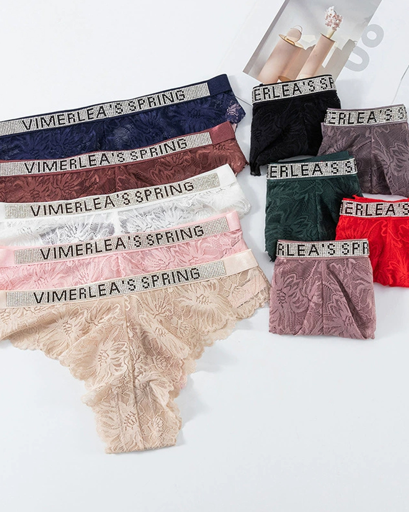Sexy Rhinestone Waistband Panties-Curvy-Faja