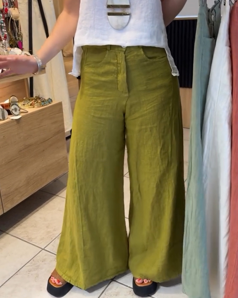 Cotton And Linen Casual Wide Leg Pants (Pre-Sale)