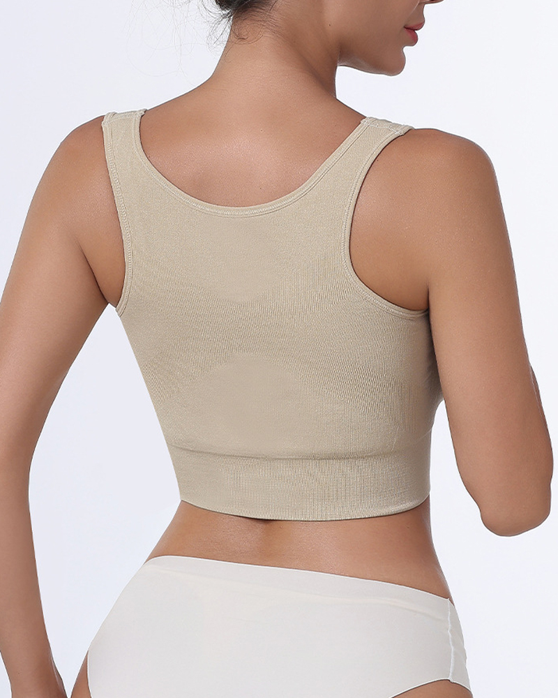 Front-Button Sports Bra Without Steel Ring For Women-Curvy-Faja