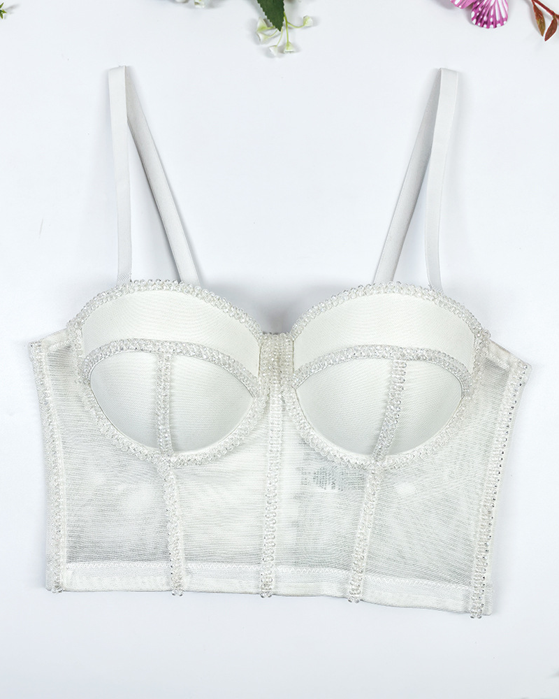 Sexy Beaded Fishbone Halter Corset