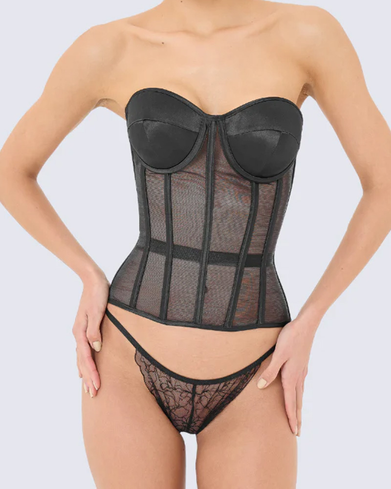 Breast-Covering Mesh Sexy Corset