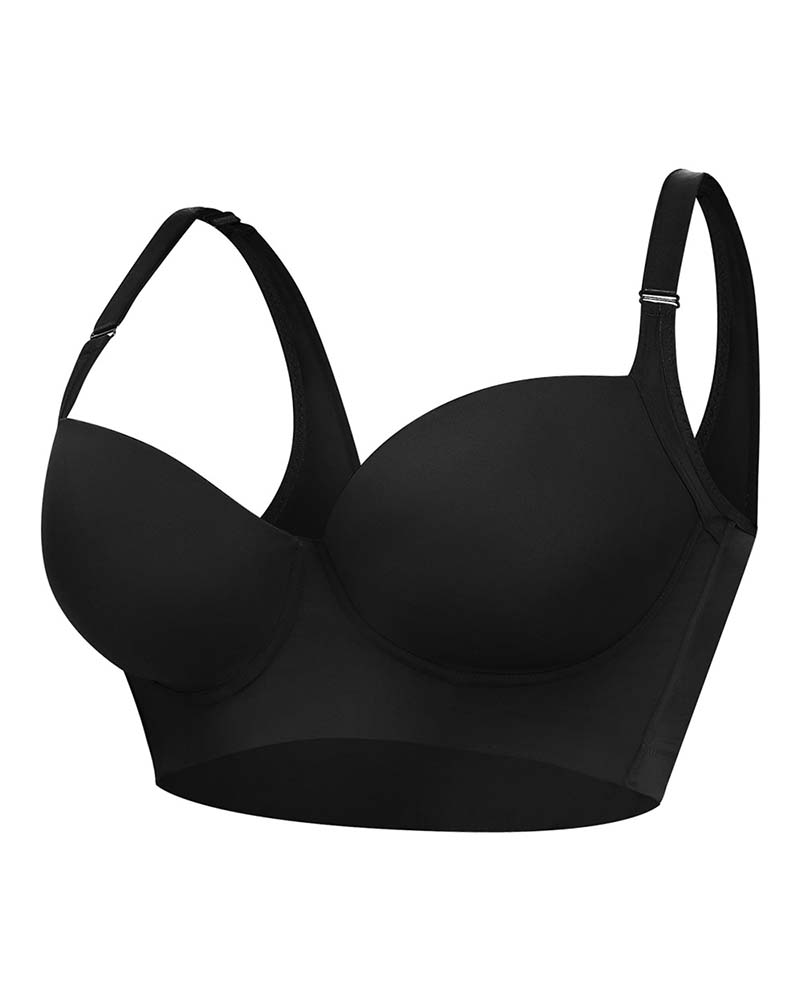 Women Deep Cup Bra Hide Back Fat Bra with Shapewear Incorporated Full-Back Coverage Push Up Sports Bras-Curvy-Faja