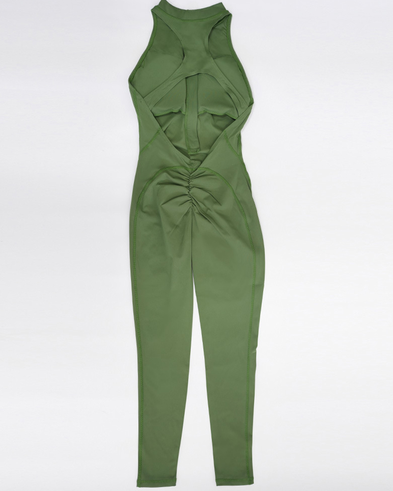 Zip Front Sleeveless Jumpsuit