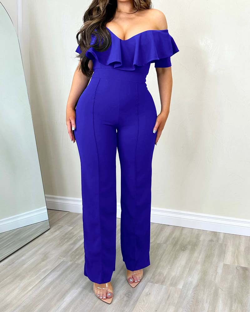 V-Neck Peplum Sexy Waistline Romper