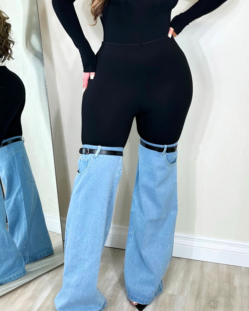 Stylish Patchwork Jeans-Curvy-Faja
