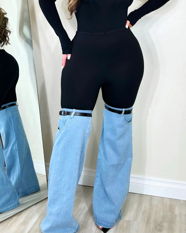 Stylish Patchwork Jeans-Curvy-Faja