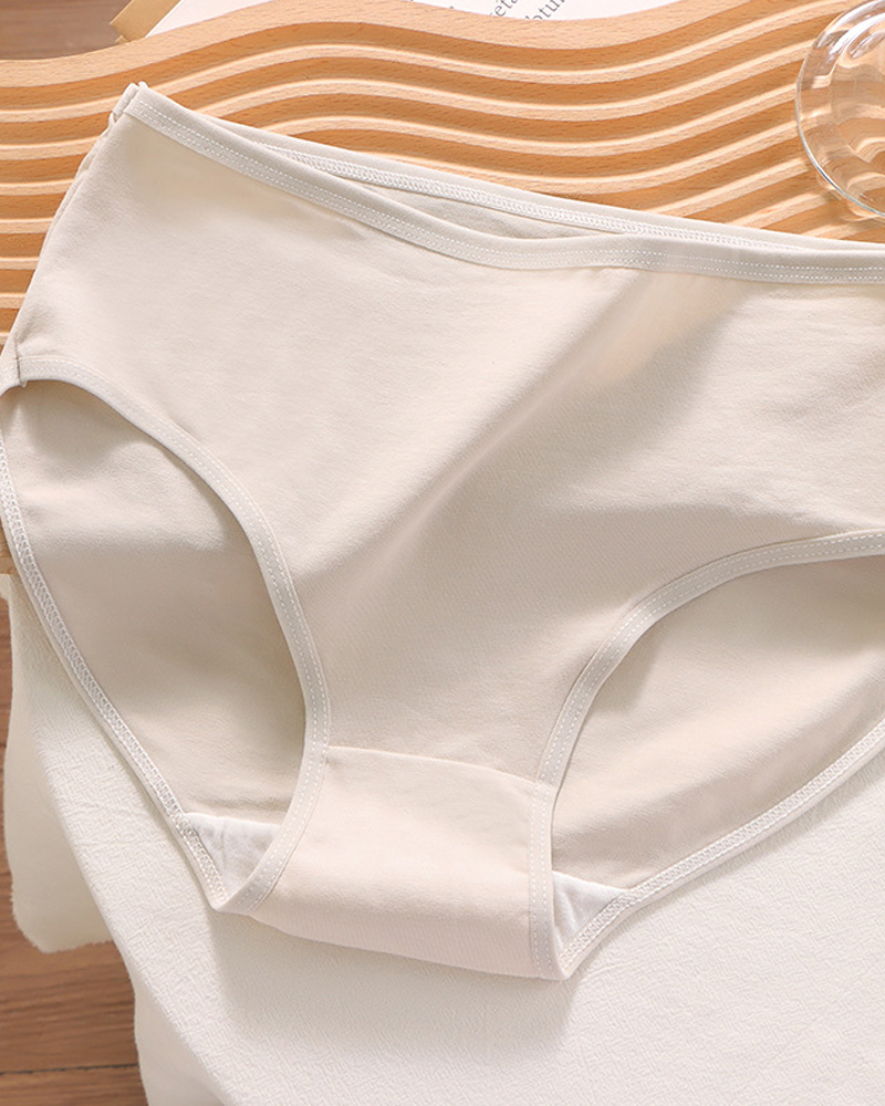 Candy Solid Color Cotton Briefs-Curvy-Faja