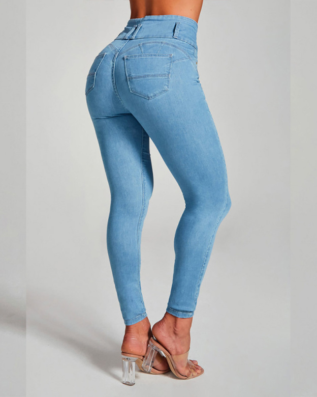 High-Waisted Skinny Stretch Sculpted Hip Lift Jeans