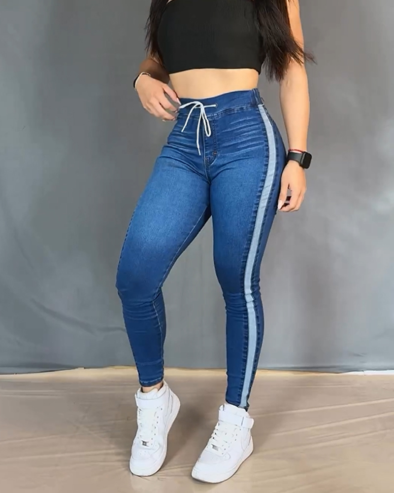 Lace-Up Skinny Casual Jeans