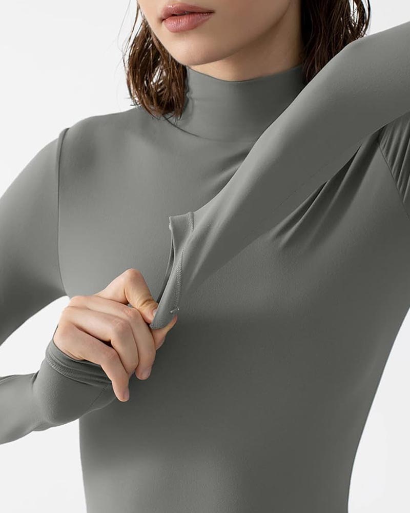 Fall/Winter Solid Color Slim-Fit Jumpsuit With Long Sleeves And High Neck-Curvy-Faja