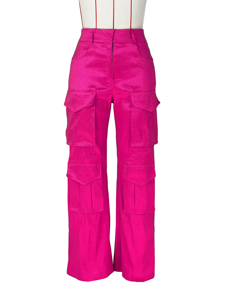 Satin Cargo-Style Trousers