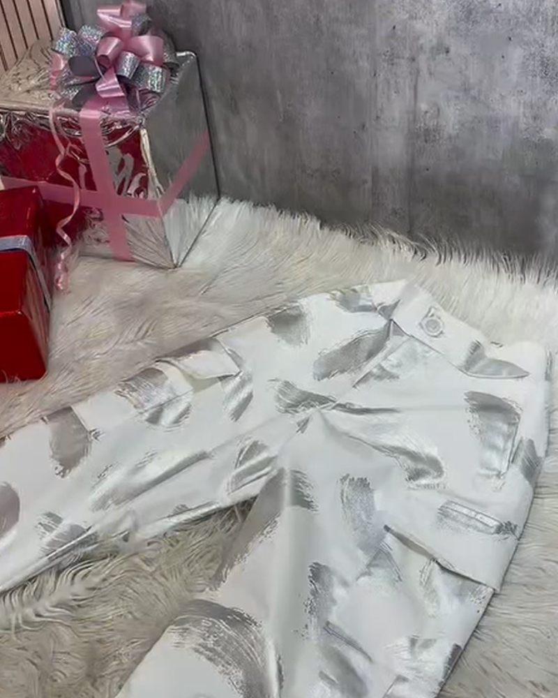 Metallic Loose Trousers-Curvy-Faja