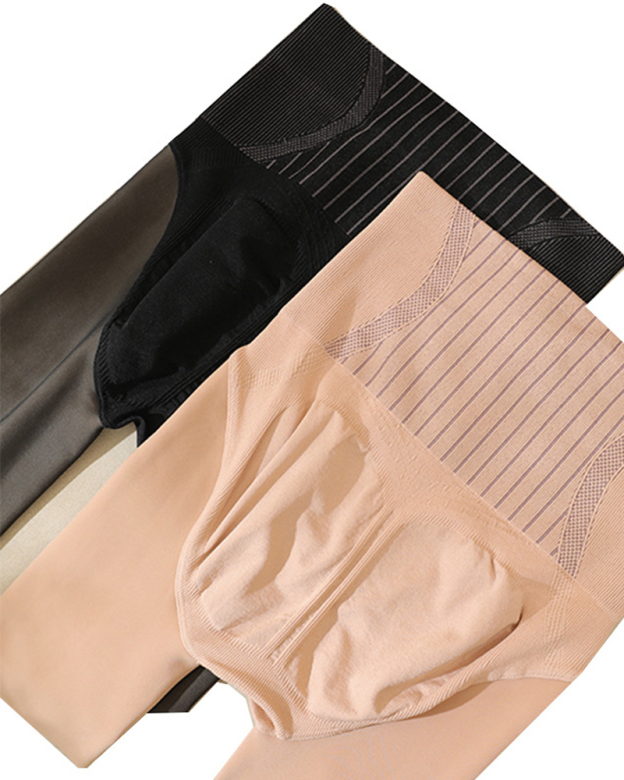 High Waist Tummy Control Fleece Glossy Socks Leggings-Curvy-Faja