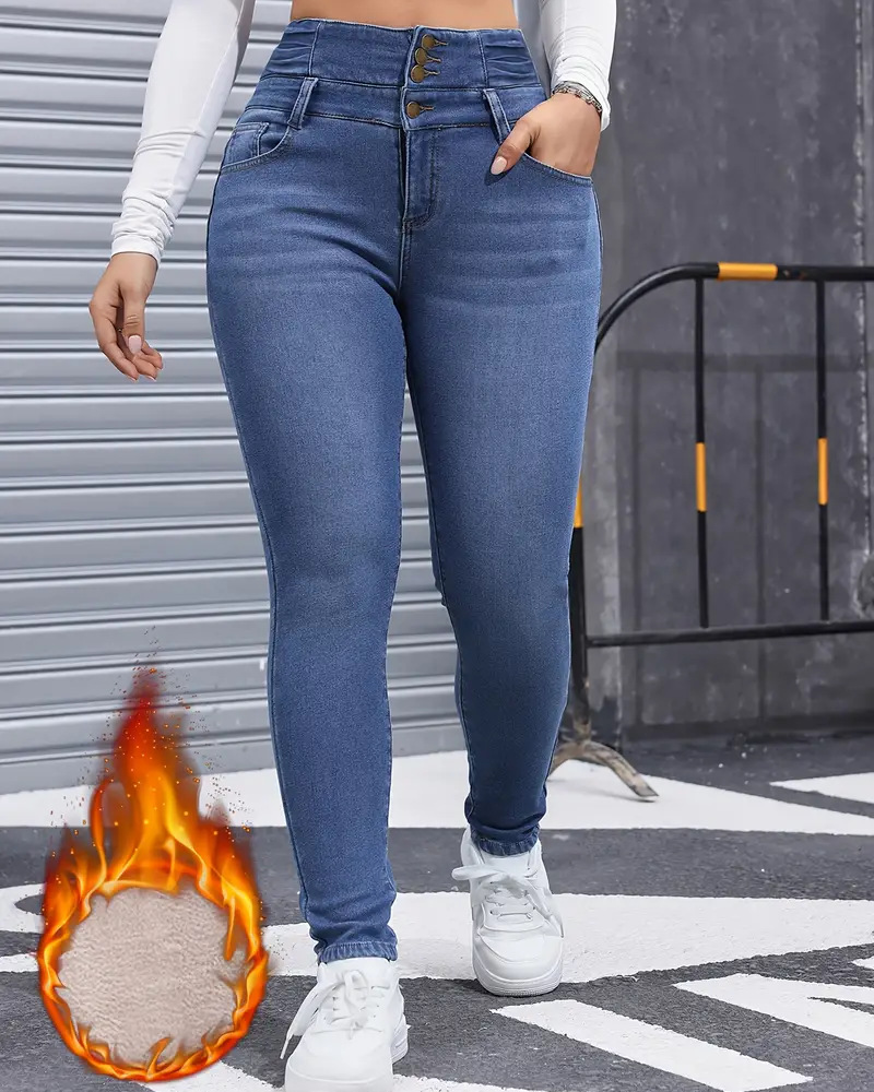 Fleece-Lined Stretch Skinny Jeans