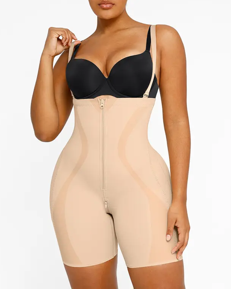 Tummy-Tightening Hip-Lifting Detachable Non-Slip Shoulder Straps High-Elastic Body-Shaping Pants-Curvy-Faja