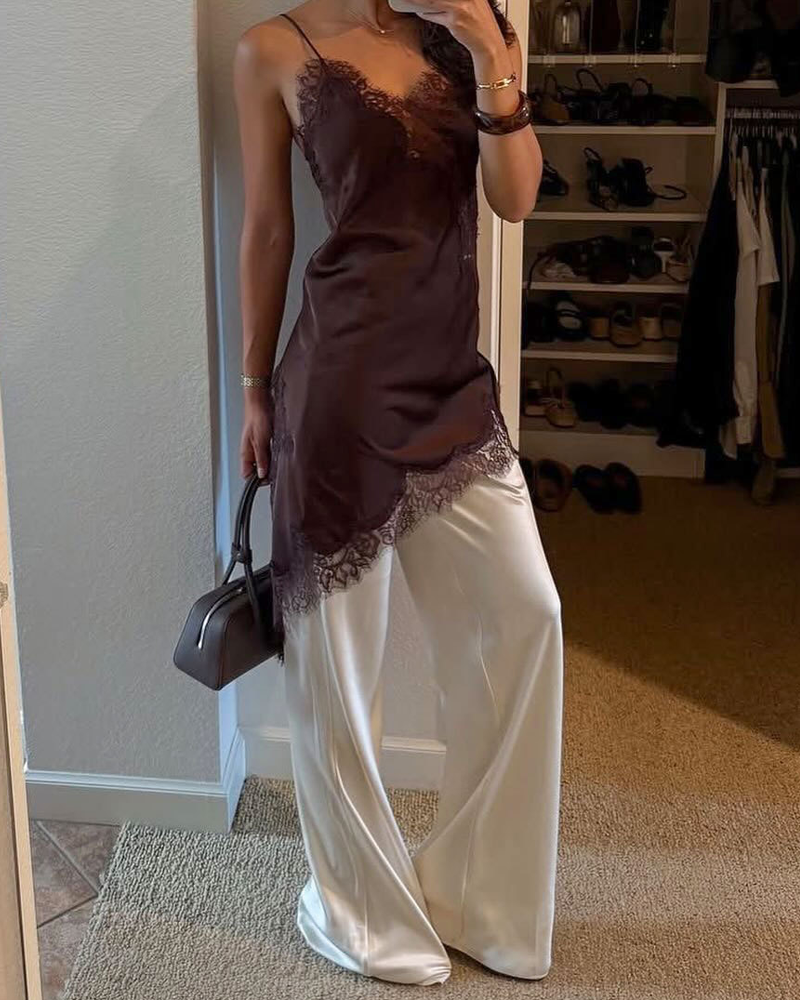 Lace Irregular Slit Inner Dress