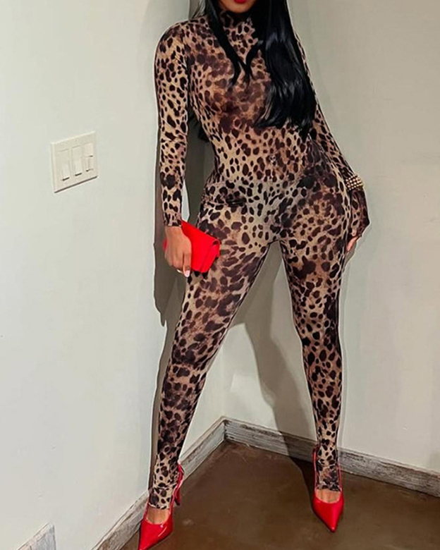 Leopard Print Sexy Jumpsuit-Curvy-Faja
