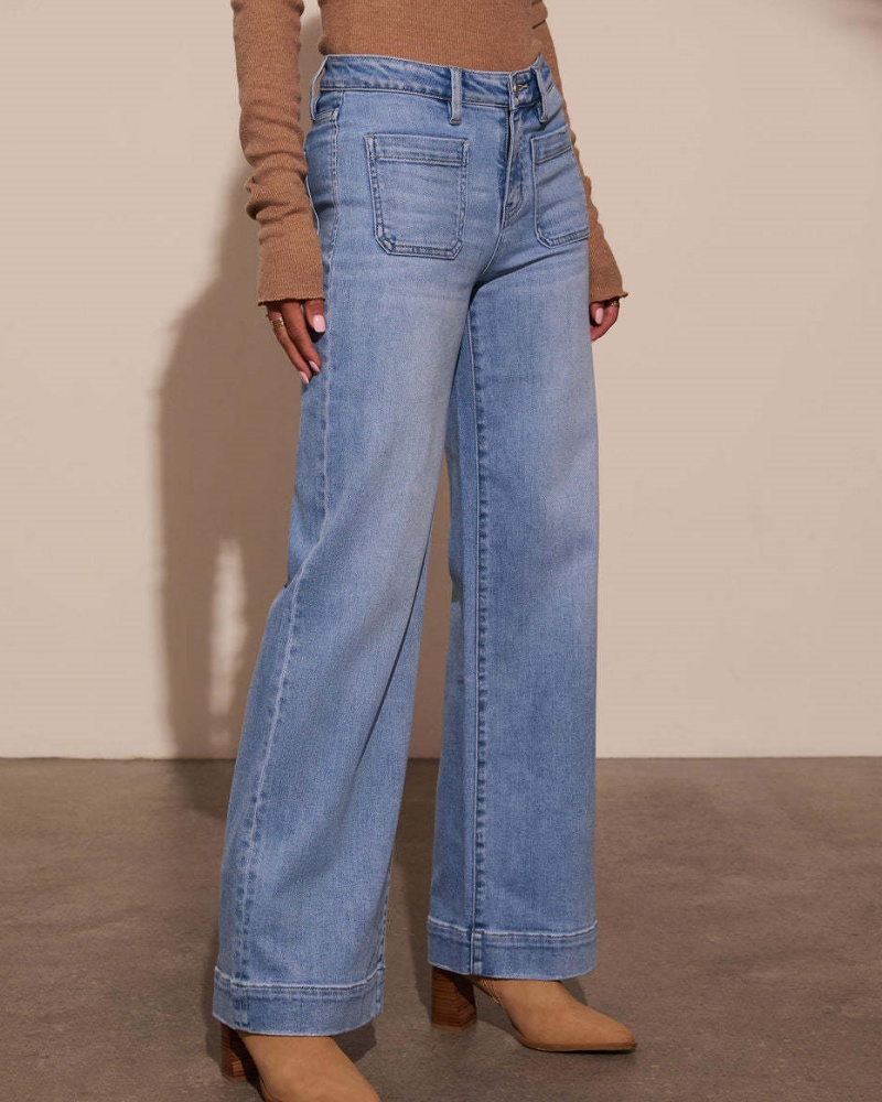 Astylish Women's Wide Leg Jeans High Waisted Stretchy Straight Leg Jeans Loose Trendy Denim Pants wi