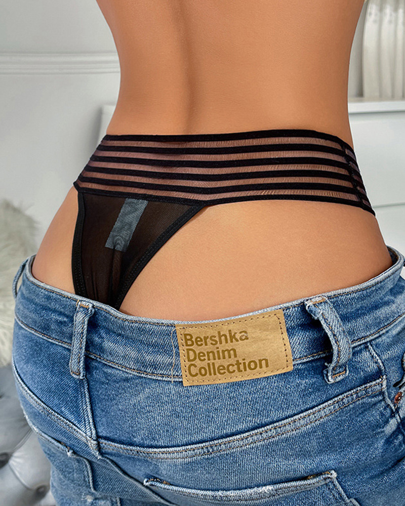 Sexy Seamless Mesh High Waistband Thong