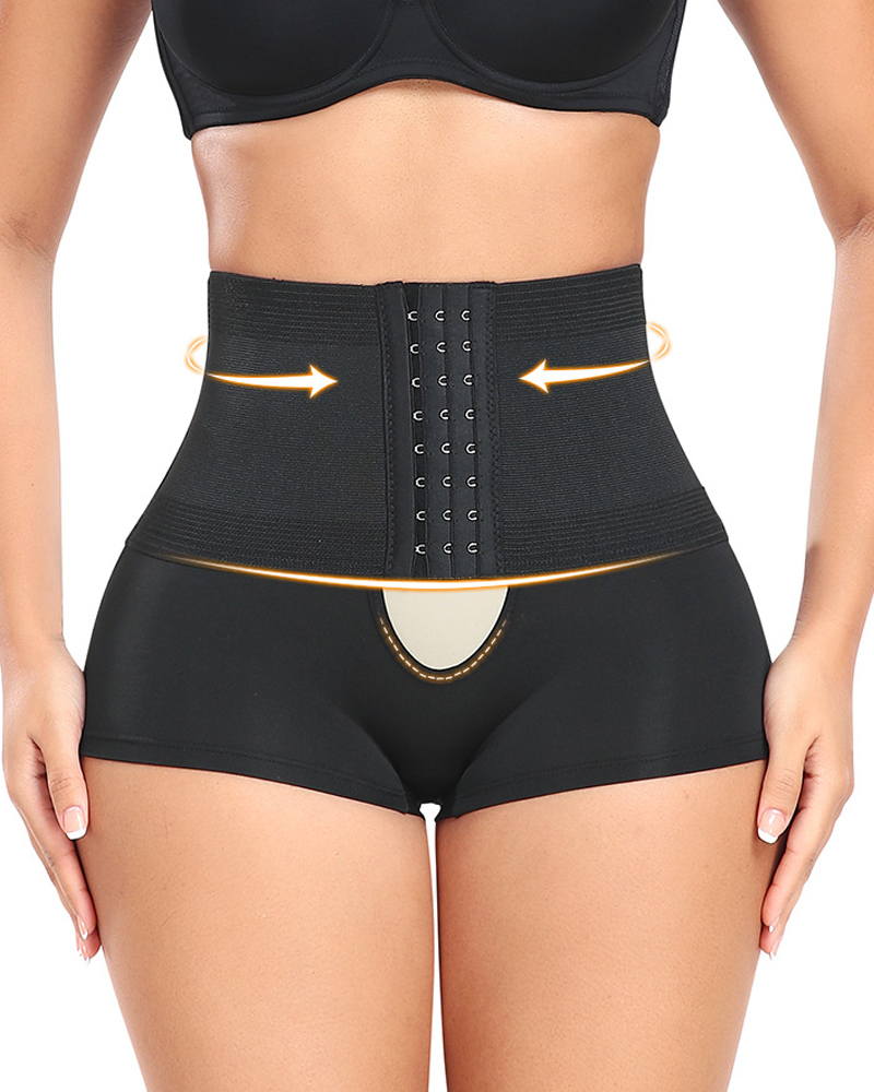 Adjustable High Waisted Shorts-Curvy-Faja