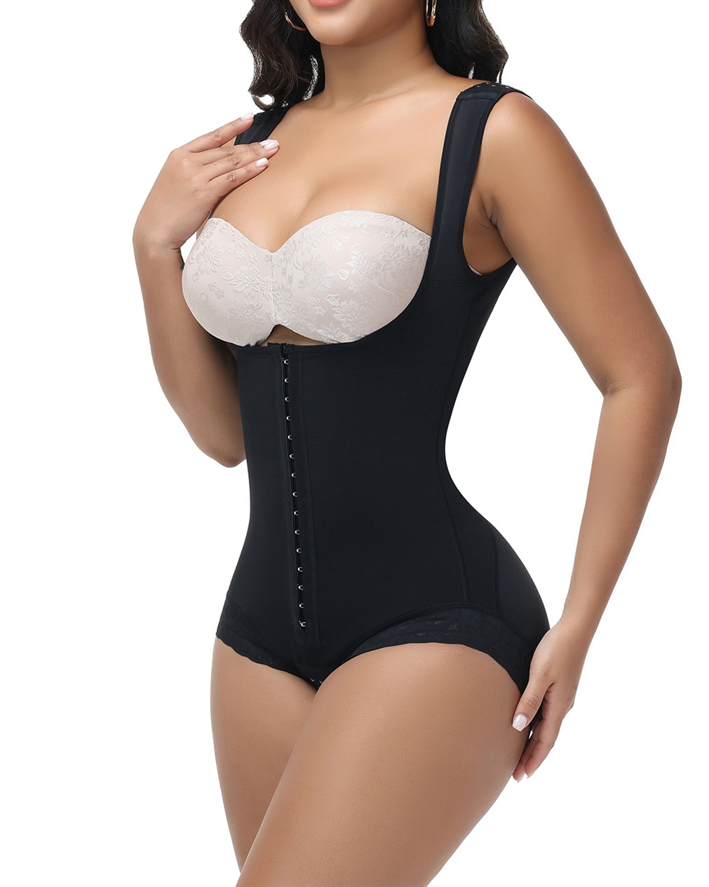 2025 Curvy-Faja Button Down Bodysuit Shapewear - Tummy Control Thong Bodysuit with Snap Closure