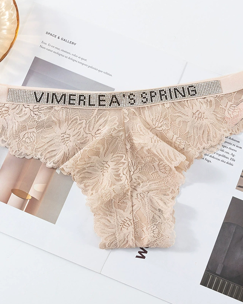 Sexy Rhinestone Waistband Panties-Curvy-Faja