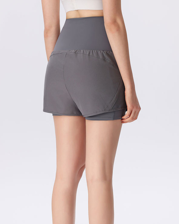 Tummy-Control Waist Yoga Shorts-Curvy-Faja