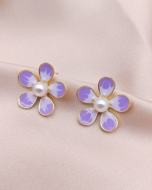Vintage Floral Pearl Earrings-Curvy-Faja