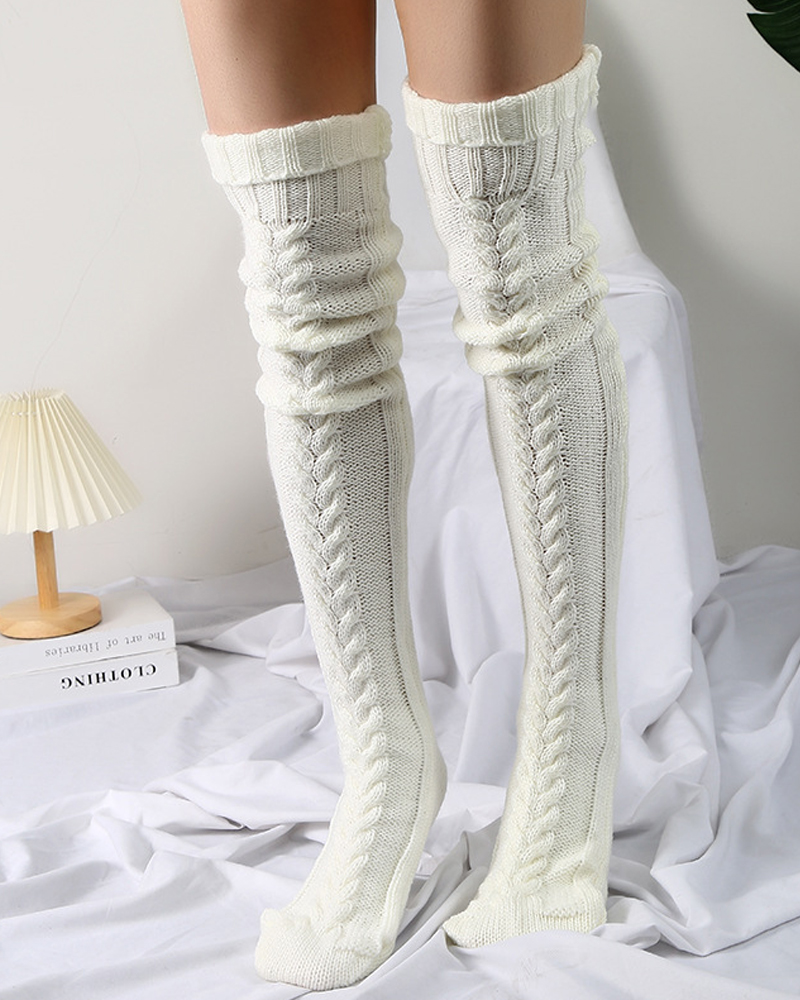 Knee-Length Knitted Socks-Curvy-Faja