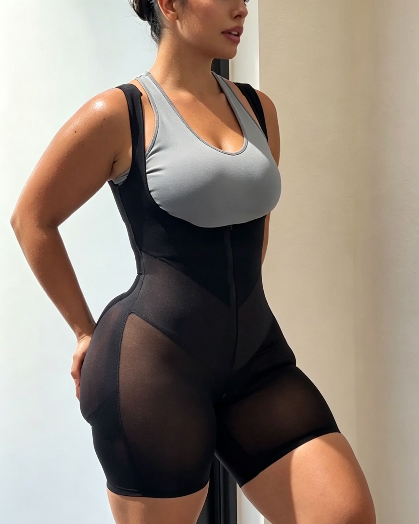 Mesh High Compression Mid-Thigh Bodysuit Shaper（Pre-Sale）