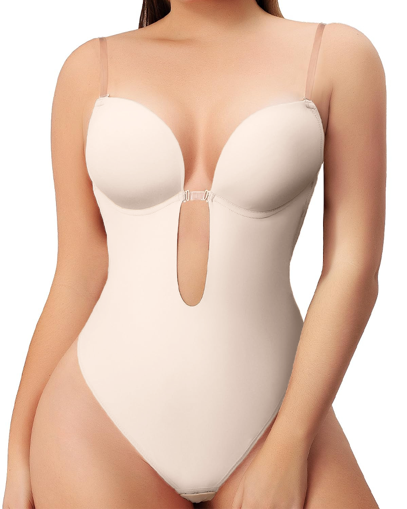 Invisible Shoulder Strap Push-Up Bodysuit