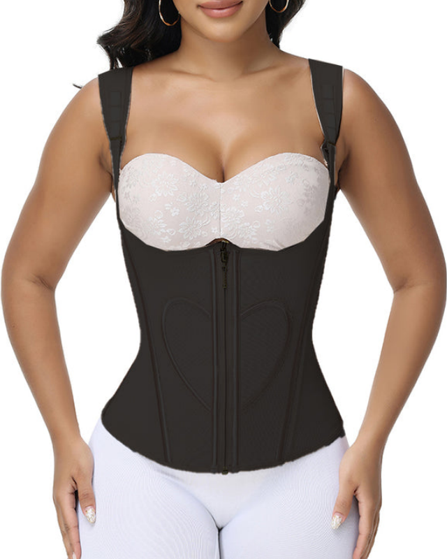 Heart Pattern Double Compression Tummy Tuck Waist Trainer