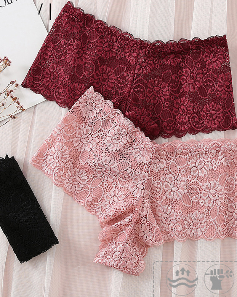 Lace Hip-Lifting Cotton Antibacterial Crotch Briefs