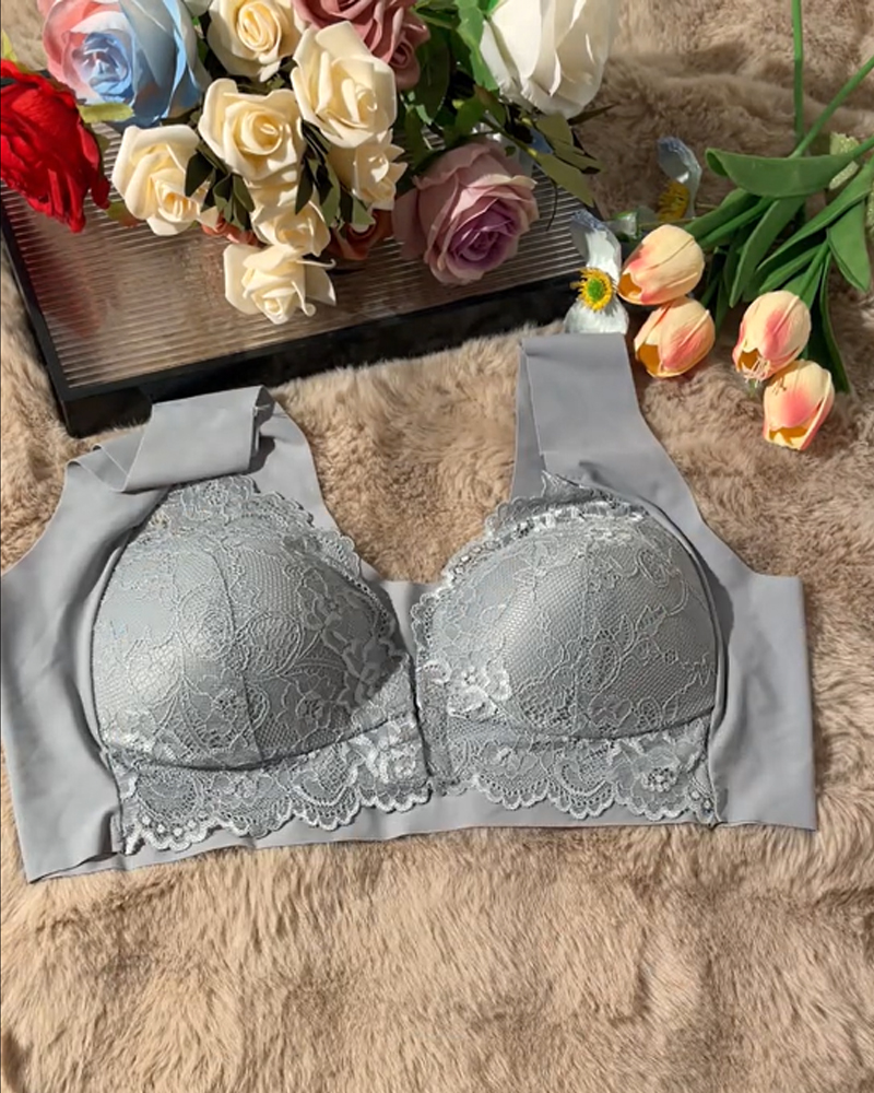 Front Clasp Lace Bra-Curvy-Faja