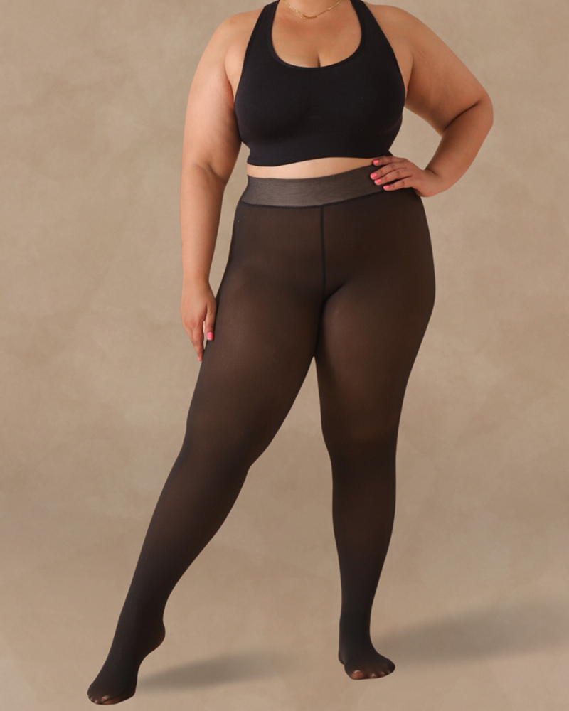 Fleece Warm Leggings-Curvy-Faja