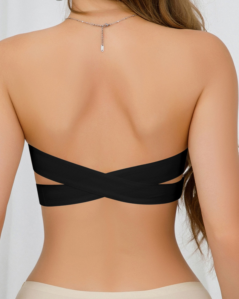 Strapless Cross Side-Closure Bra