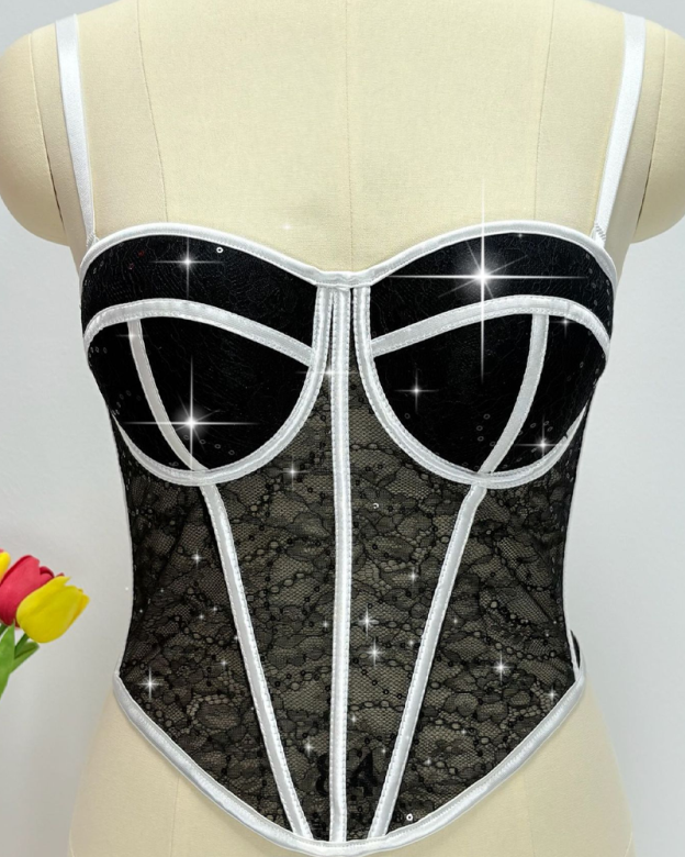 Sparkling Color-Blocked Lace Camisole