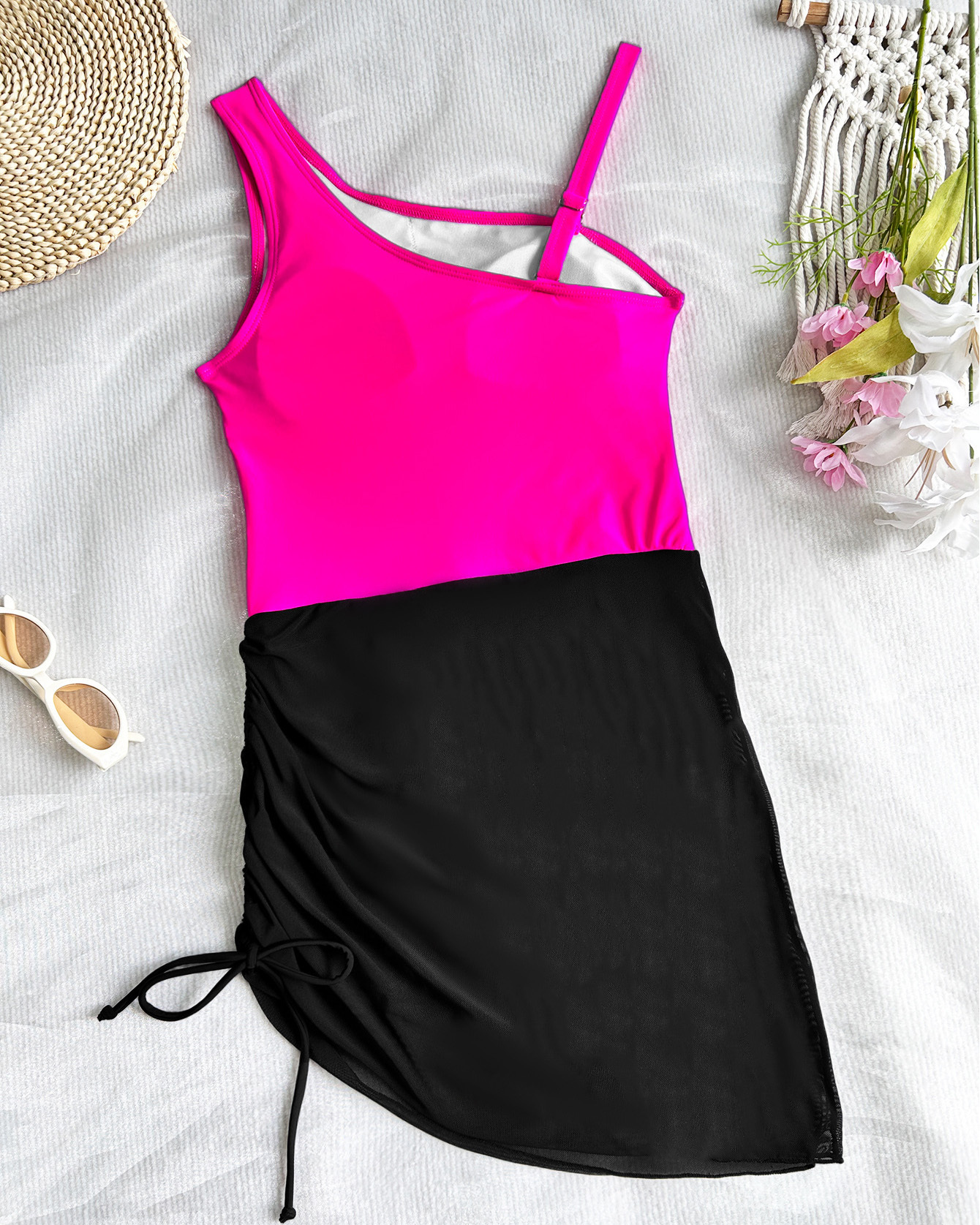 Drawstring One-Piece Bikini Swimsuit-Curvy-Faja