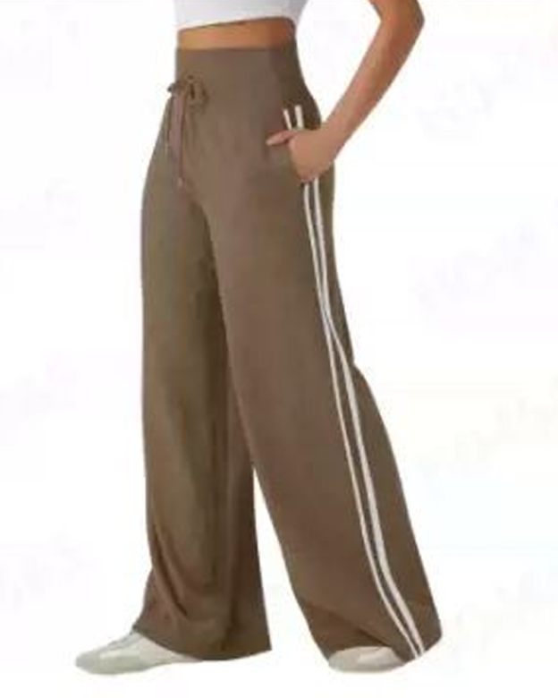 Casual High-Waisted Tie-Back Wide-Leg Trousers-Curvy-Faja