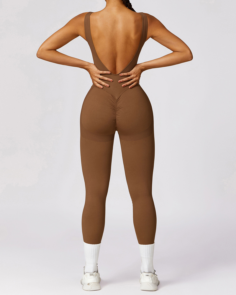 Hollow Back Hip Lift One-Piece Yoga Jumpsuit