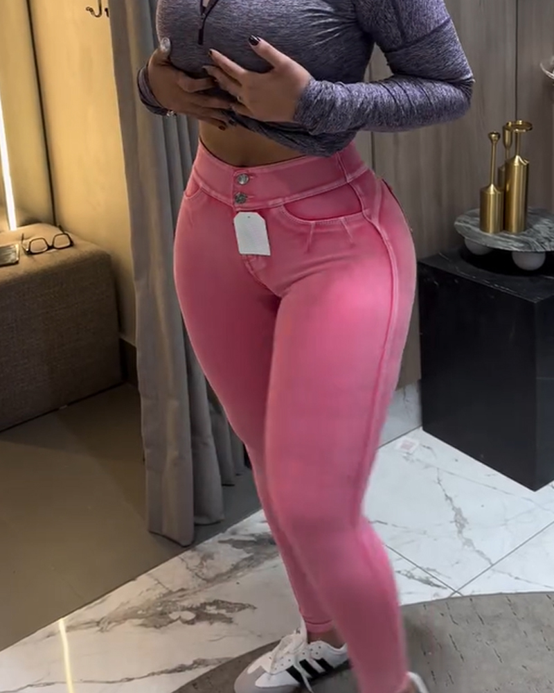 Stretch Hip-Lifting Skinny Jeans-Curvy-Faja