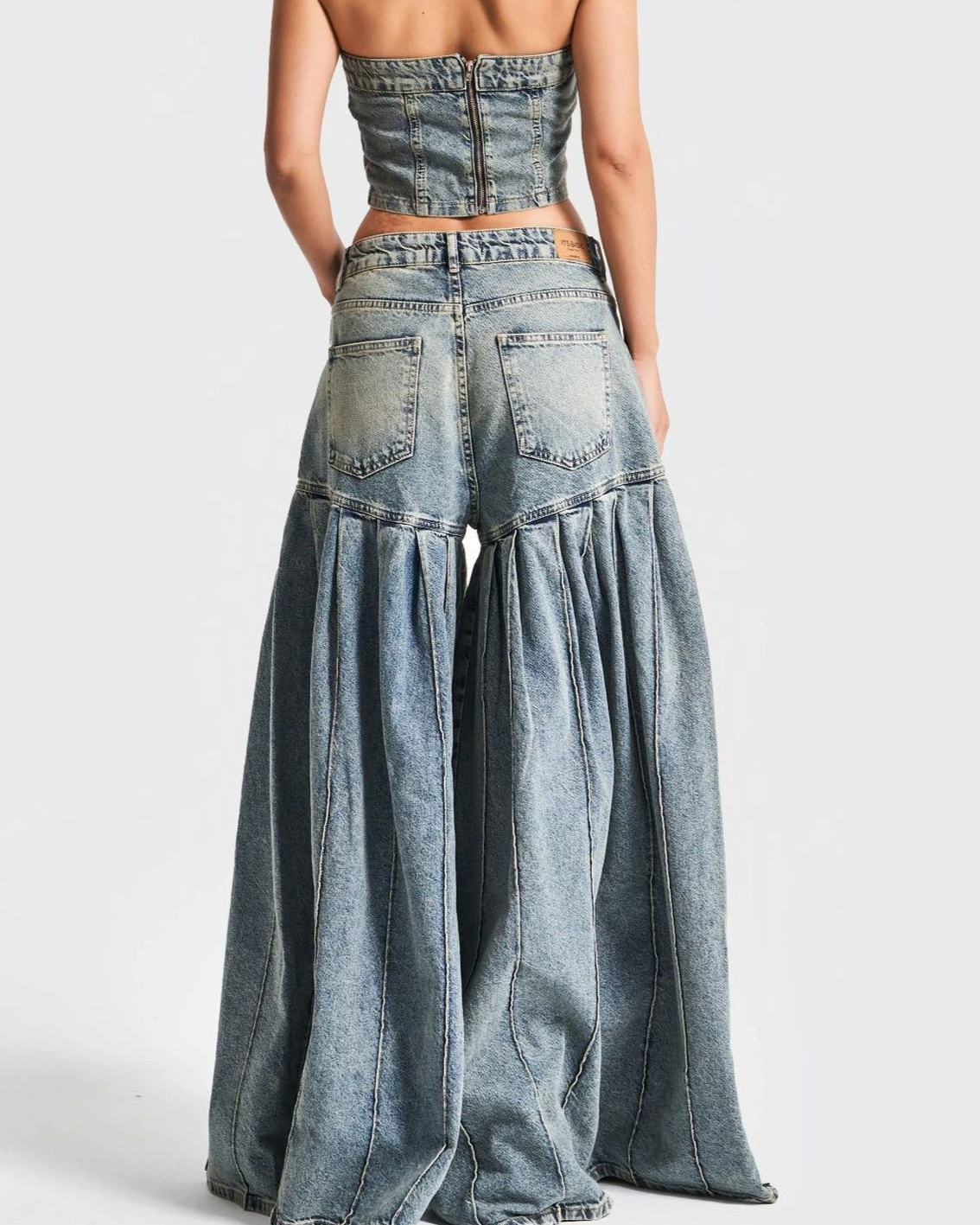 CURVY-FAJA Reloj de arena Denim Culottes and Vest Set