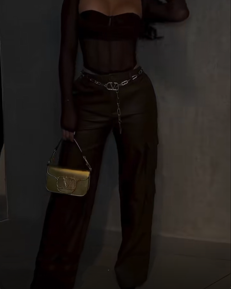 Stylish Workwear Style Wide Leg Leather Pants (Pre-Sale)