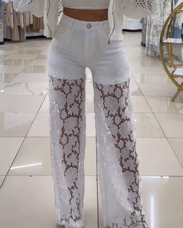 Laced Baby Blue Jeans-Curvy-Faja